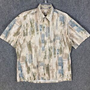 Campia Moda Button Up Shirt Men's Large Short Sleeve 100% Cotton Adults L‎